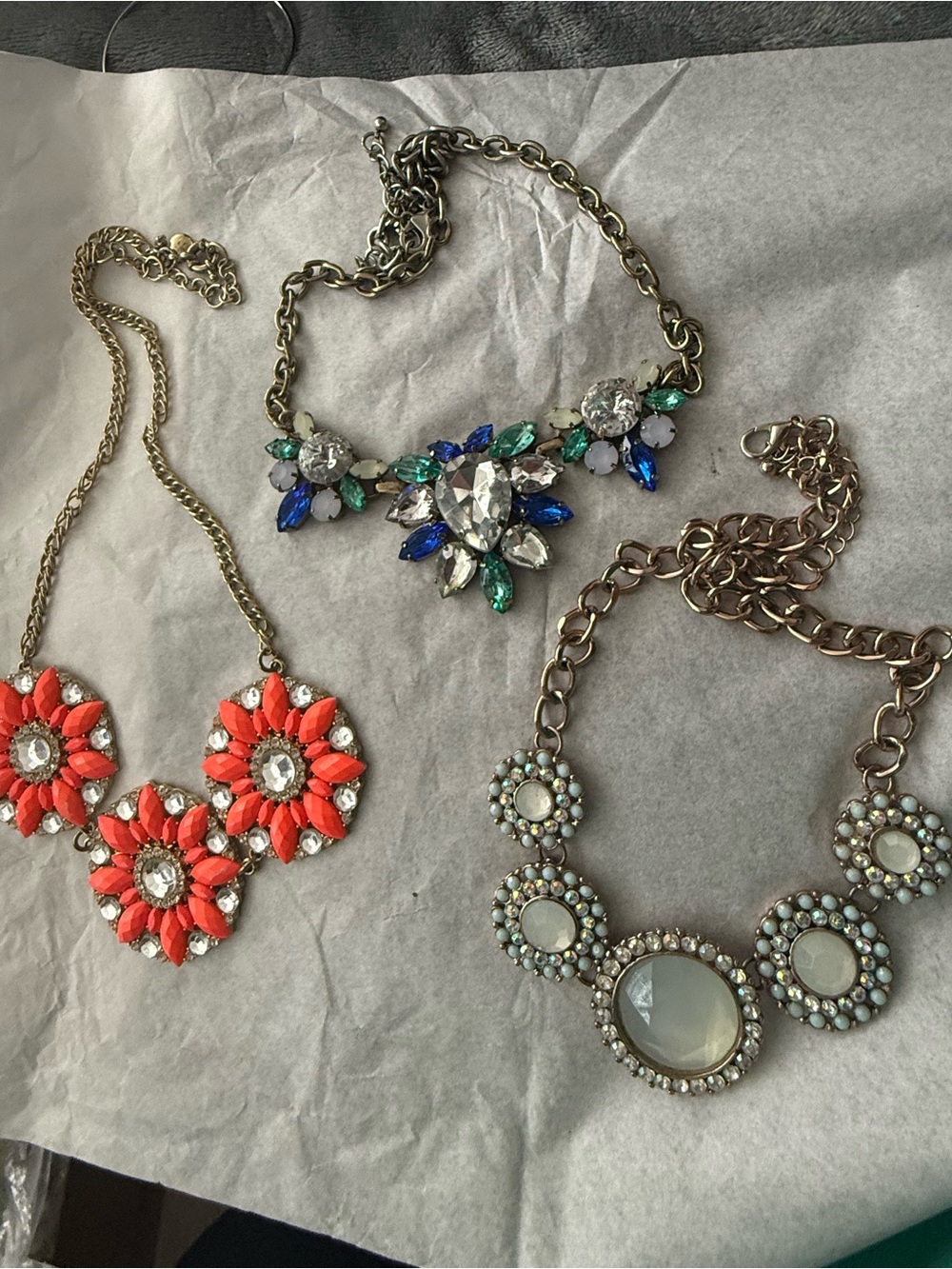 Bundle of Three colorful Bold Statement Necklaces